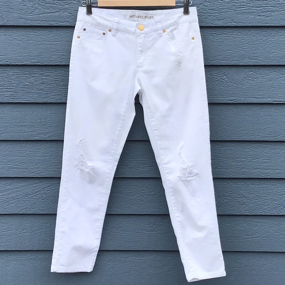 Michael Kors Distressed Izzy Cropped Skinny Jeans - Picture 2 of 14